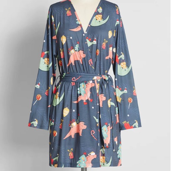 NIP Roar-some Holidays Robe - L/XL - ModCloth - Breakfast for Lunch - Picture 1 of 11